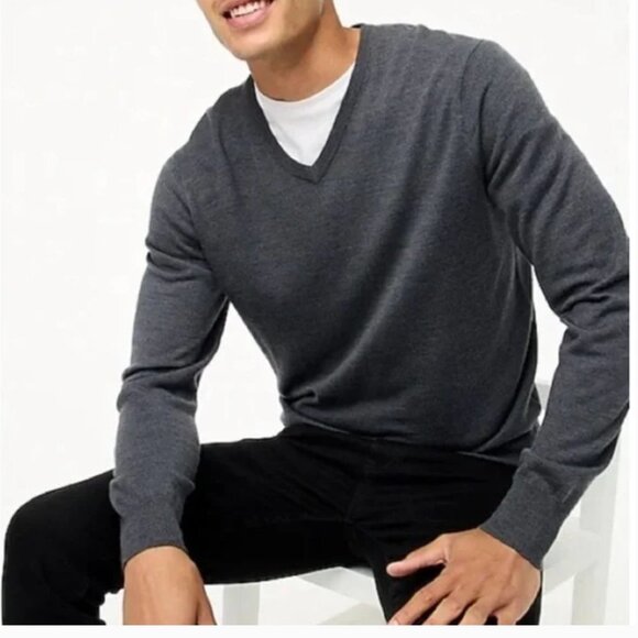 J. Crew Other - J Crew Men's Medium Slim grey merino wool V-neck sweater